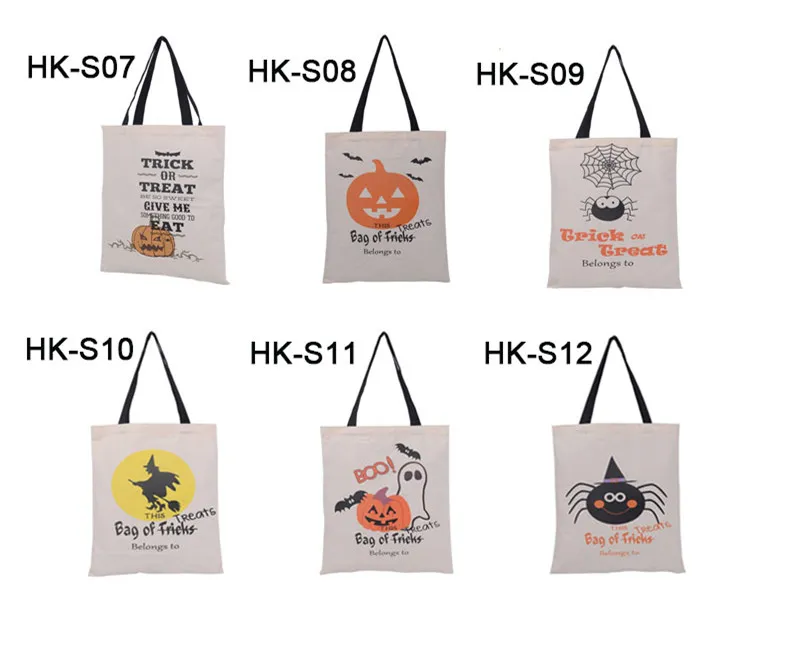 6 stilar stora halloween tote bags fest canvas trick eller behandla handväska kreativ festival spindel godis presentpåse för barn