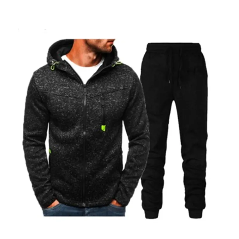 Mens Fleece Cardigan Tracksuits Fashion Trend 2pcs Sportsuppsättningar Hooded Sweater Two Piece Pants Designer Male Långärmad Zipper Jacket Suits