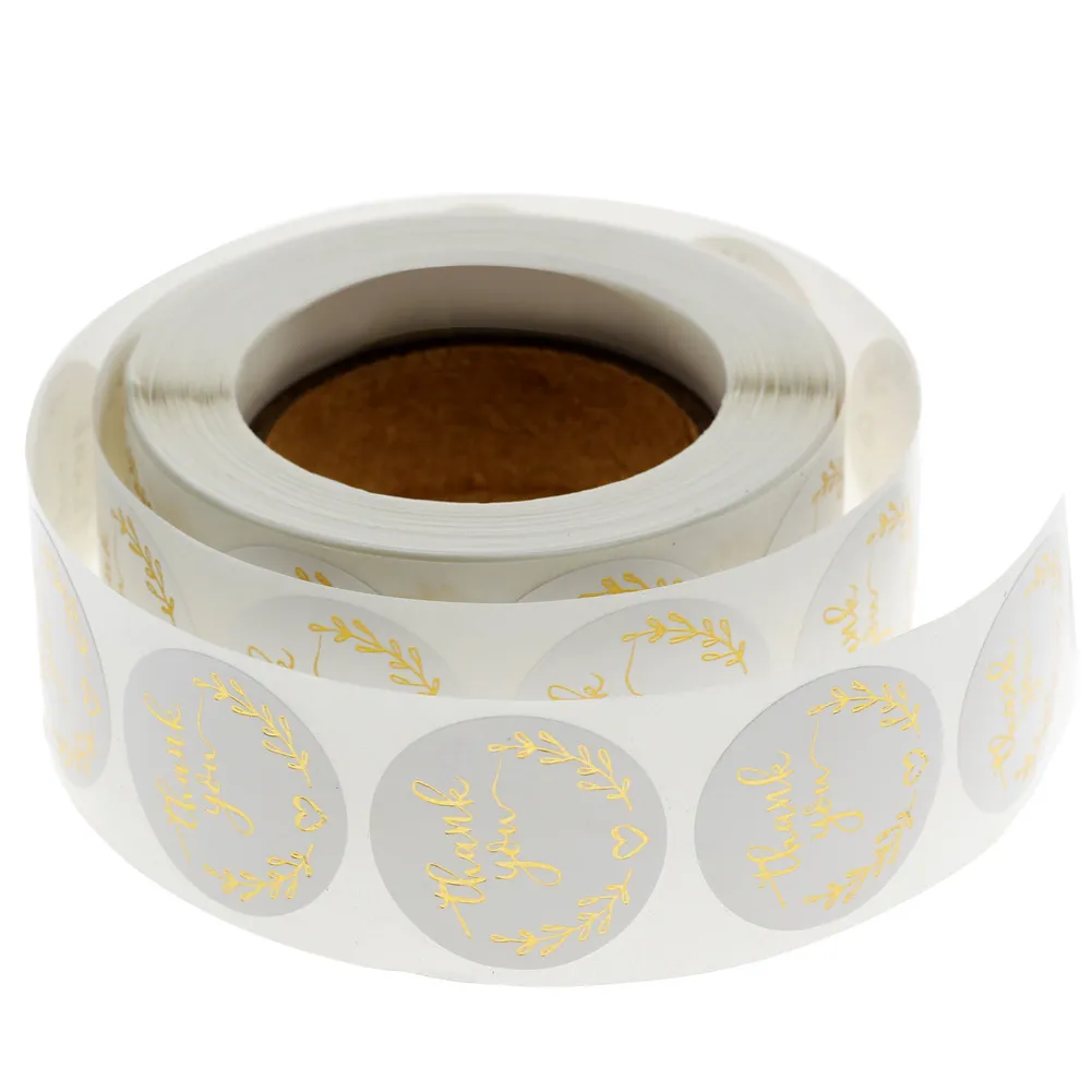 500pcs Round Paper Gold Foil Package Labels with High Quality Self Seal Wedding Gift Packaging Label