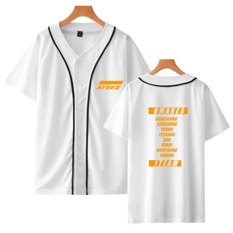 T-Shirt femme Kpop ATEEZ Baseball à manches courtes femmes/hommes K- décontracté été Harajuku le T-shirt bouton