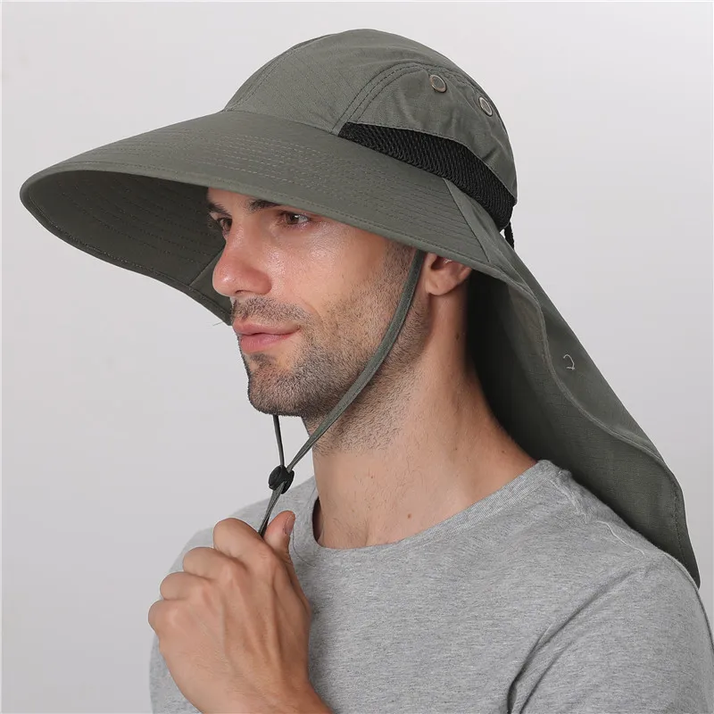UV Protection Sun Hats Neck Face Flap Cap Wide Brim Fishing Bucket Hat Men  Women