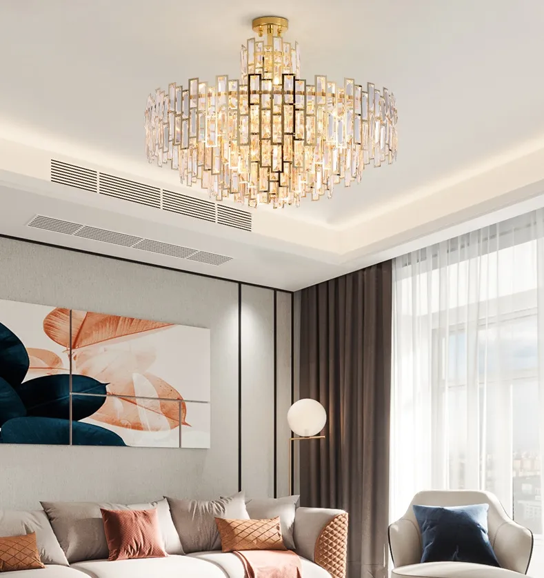 현대 거실 주도 크리스탈 샹들리에 거실 침실 펜던트 조명 간단하고 가벼운 고급 천장 예술 조명을 점등