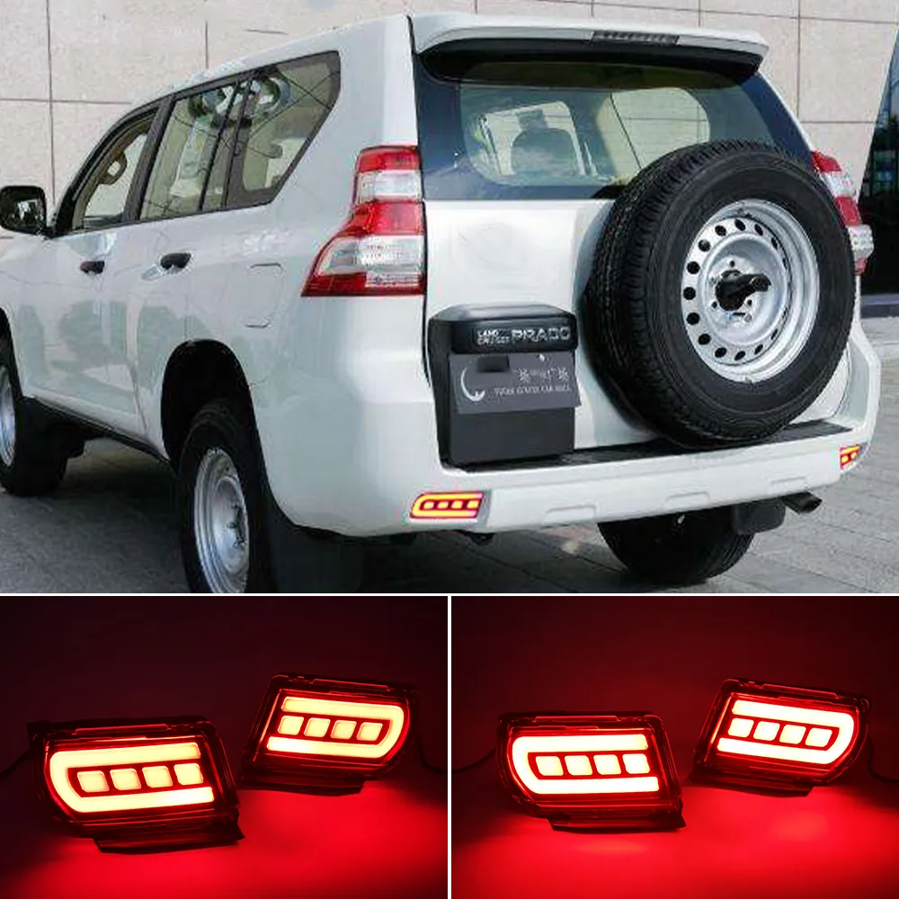 1 Pair LED Reflector For Toyota Land Cruiser Prado 150 LC150 FJ150 GRJ150 2010 - 2020 Rear Bumper LED Tail Light Brake Light265I