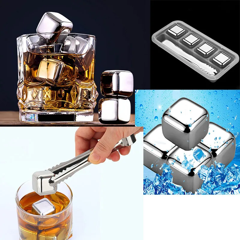 Stainless Steel Reusable Ice Cubes Chilling Stones for Whiskey Wine Bar KTV Supplies Magic Wiskey Wine Beer Cooler Ice Cubes