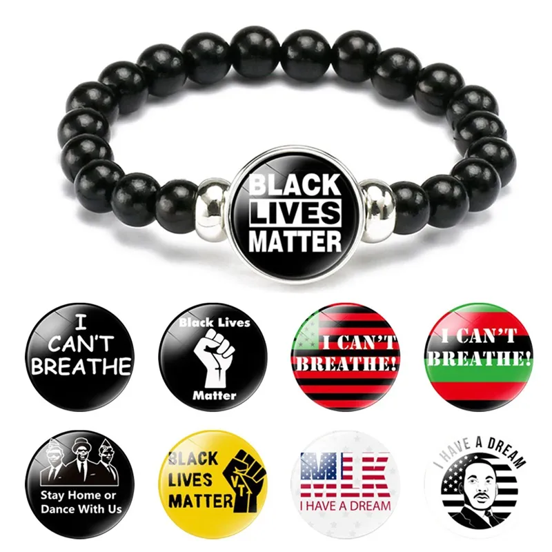 Black Lives Matter Protest Bead Bracelet American I Can Not Breathe Charms Trendy Bracelets Girls Women Boy Jewelry Gift