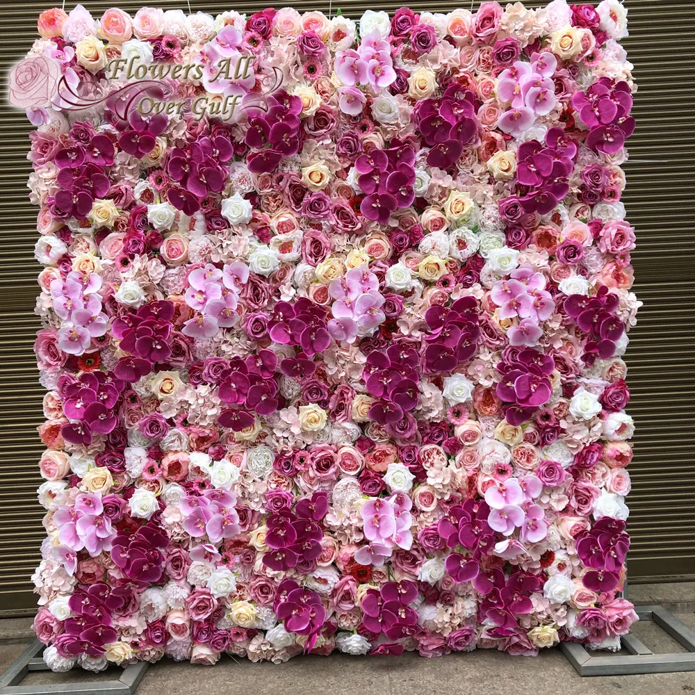 3D Artificial FlowersWall Hot Rose Orchidee Rosa Peonia Fiori Finti Parete Per La Decorazione Di Sfondo Della Festa Nuziale