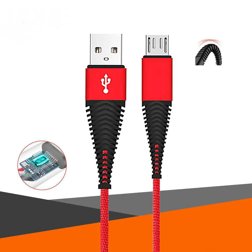 Esnek Mikro USB Kablosu Yüksek Çekme Hız 2.4A Şarj Veri Naylon Örgü Tipi-C Kablo Kablosu Android Samsung LG Şarj Sync Kabloları için