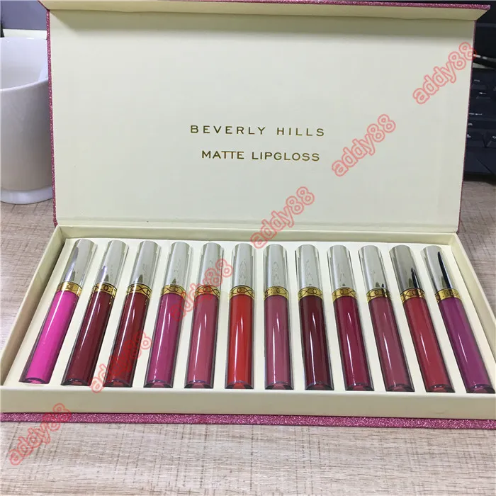 Beverly Hills Matte Lipgloss Lipstick Lip Gloss Sets 12colors Collection Lipsticks Lipgloss Setlip GlosSlipstick w Stock DH