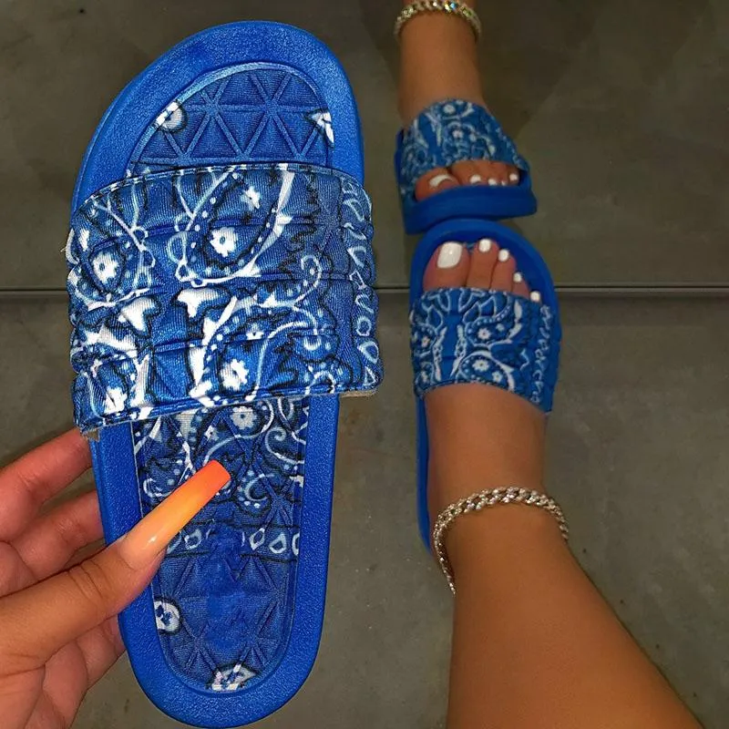 Puimentiua Womens Comfy Bandana Slip On Slippers Slide Outdoor