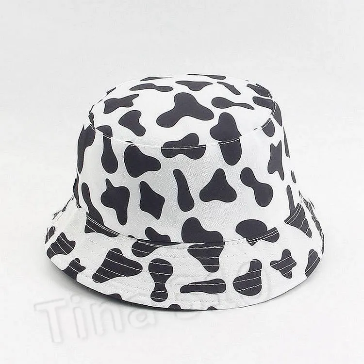 Milch Cow Print Fisherman hat Women's double Bucket hat men's Animal design panda hat Party Hats 3 style T2C5254
