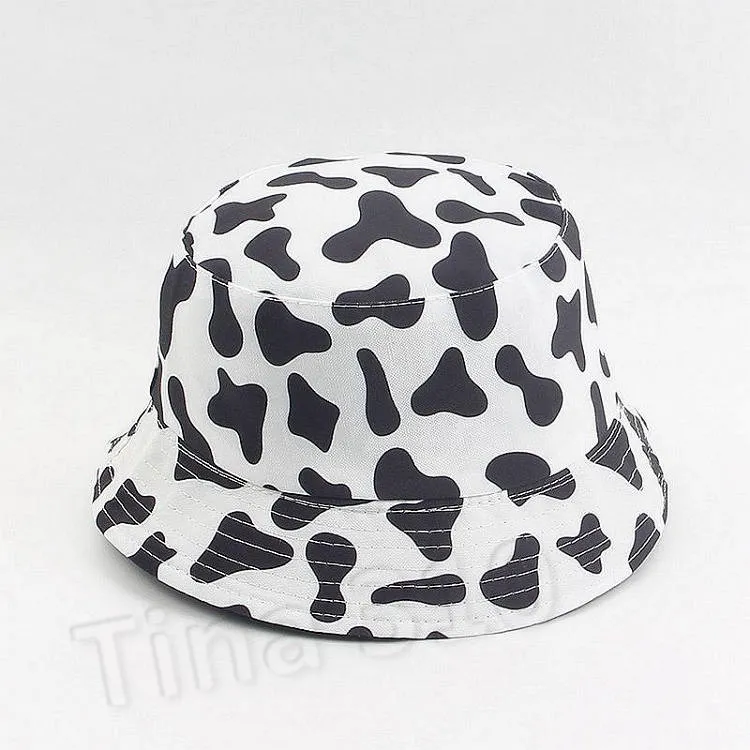 Milch Cow Print Fisherman Hat Women's Double Bucket Hat Mäns Animal Design Panda Hat Party Mössor 3 Style T2C5254