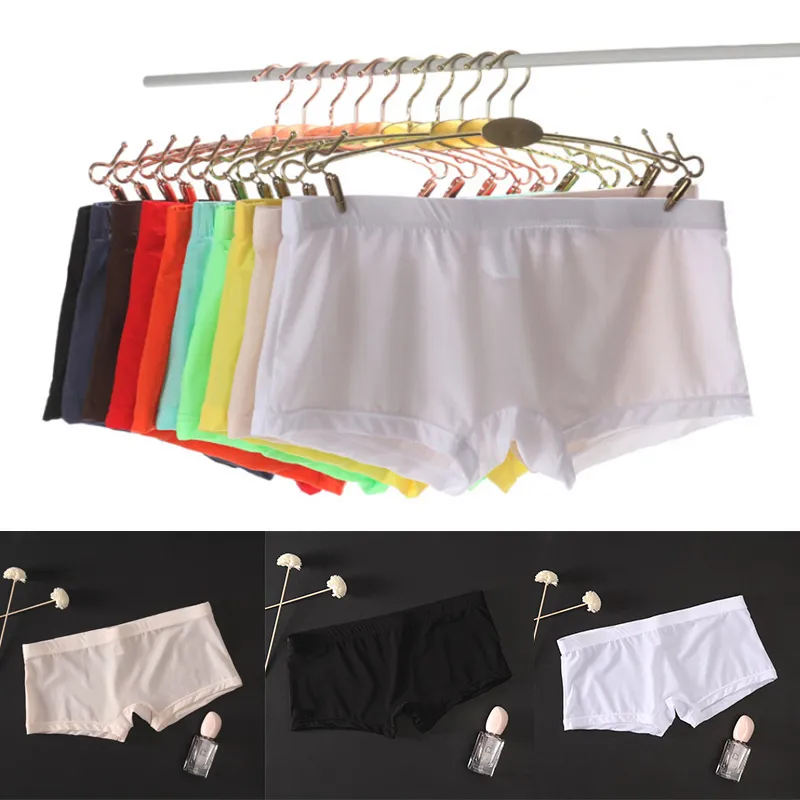 M-2XL przezroczystych mężczyzn Sexy Sexy Sexy Bielizna Spodnie Boxershorts Mężczyzna Mid-Rise Mesh Slips Homme Panties Shorts Shorts