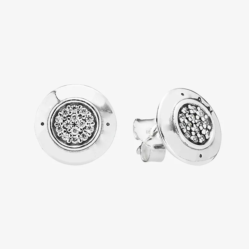 Boucles d'oreilles en argent sterling 925 avec disque, bijoux d'été avec boîte d'origine pour Pandora, or jaune, plaqué or rose, ensemble de boucles d'oreilles en diamant CZ