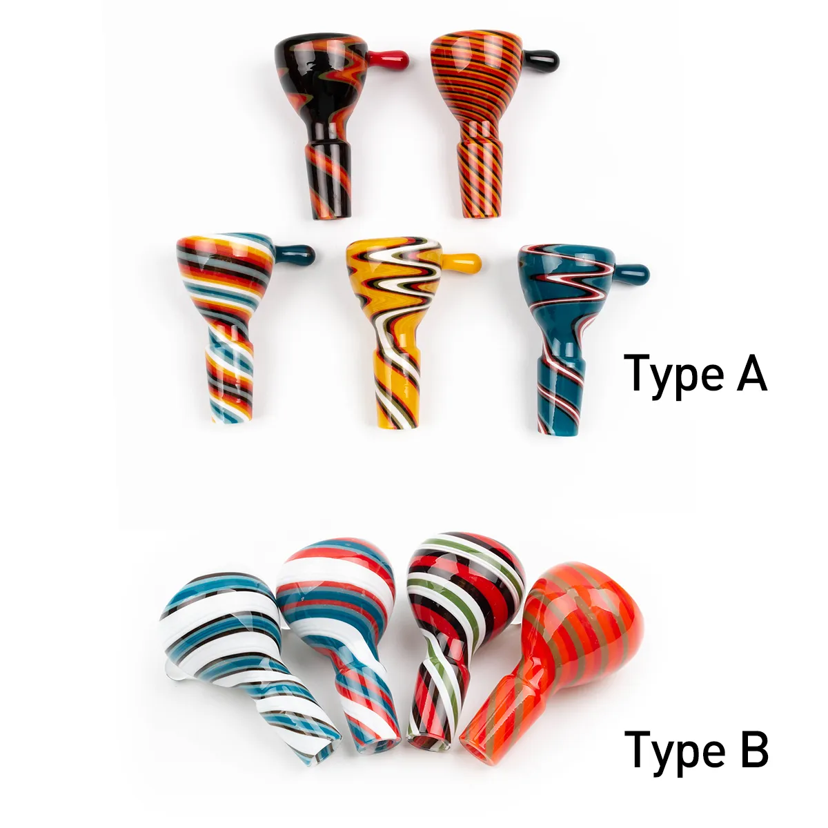 Glass Bowl 14mm Male Joint Colorful wig wag Smoking dry herb Holder pieces for Oil Rig Dab Rigs