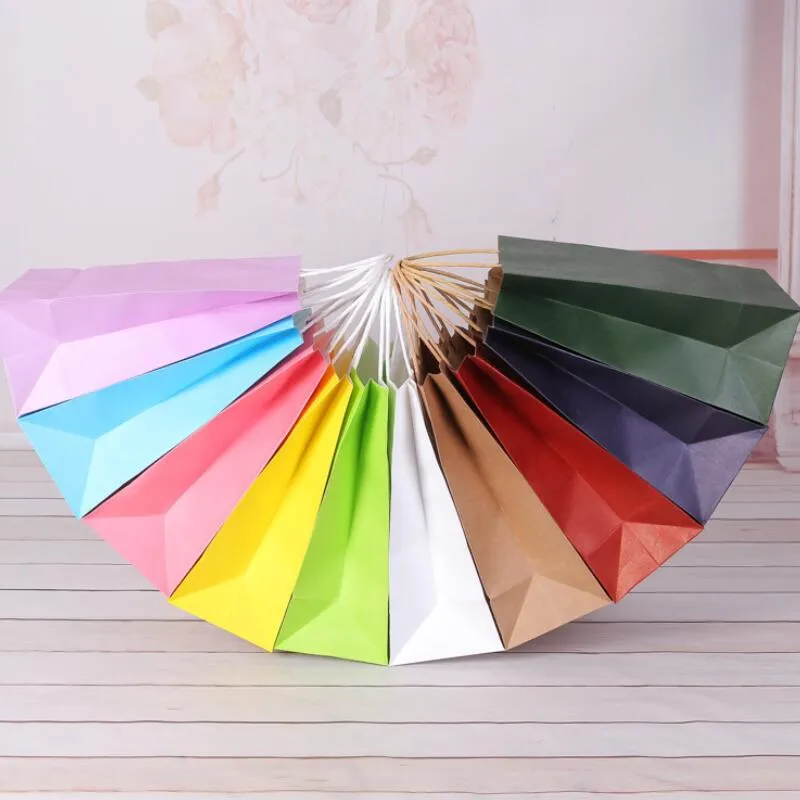 RosyFate Sacchetti Regalo Neon Per Compleanno – 16 Buste In Carta Kraft Con Manici, Dimensioni 15x21 Cm, Tema Fluorescente