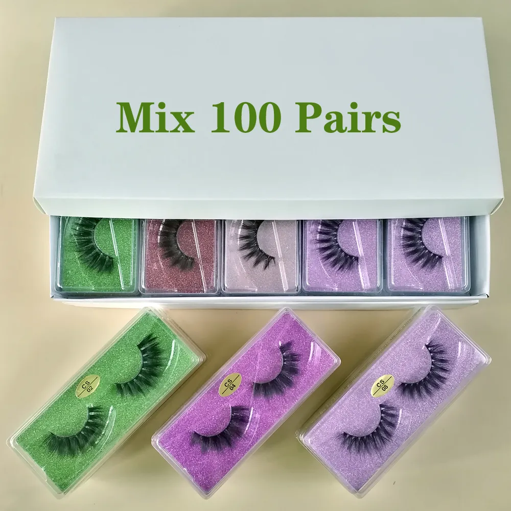 Cils en gros 20/30/50/100 paires de cils de vison 3D naturels faux cils faits à la main maquillage cils cils de vison 3D en vrac CX200722