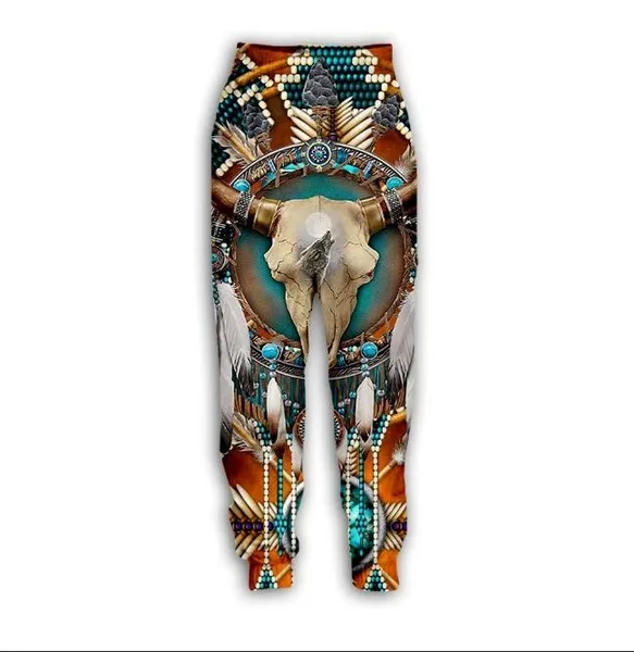 Joggers Mannen Joggingbroek Grappige Inheemse Indiase Print 3D Broek Zwart Wit Kleur Losse Casual Broek ZT06