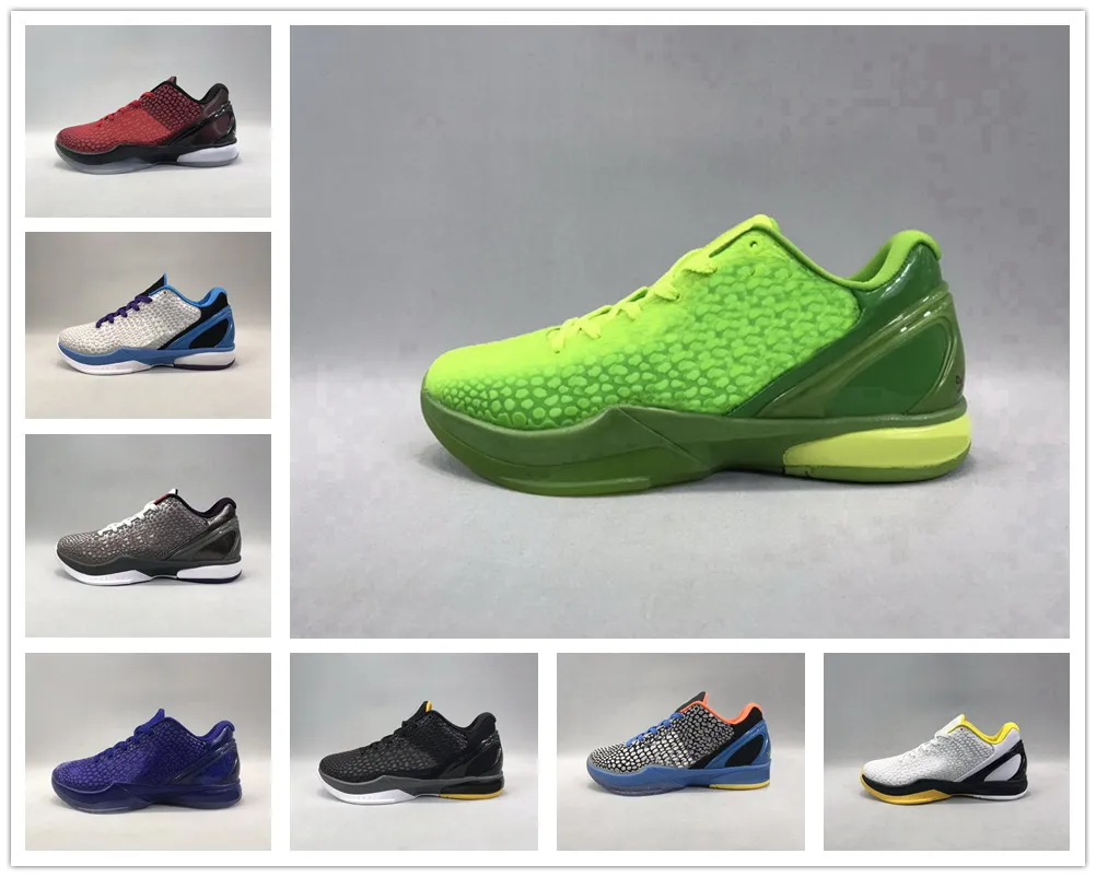 Kobes 6 Grinch The Christmas Protro Basketbol Ayakkabı Allstar Asg West Challenge Taslak Günü Prelude Sport Yakuda OG Orijinal Kalite ve Rreal Karbon Fiber