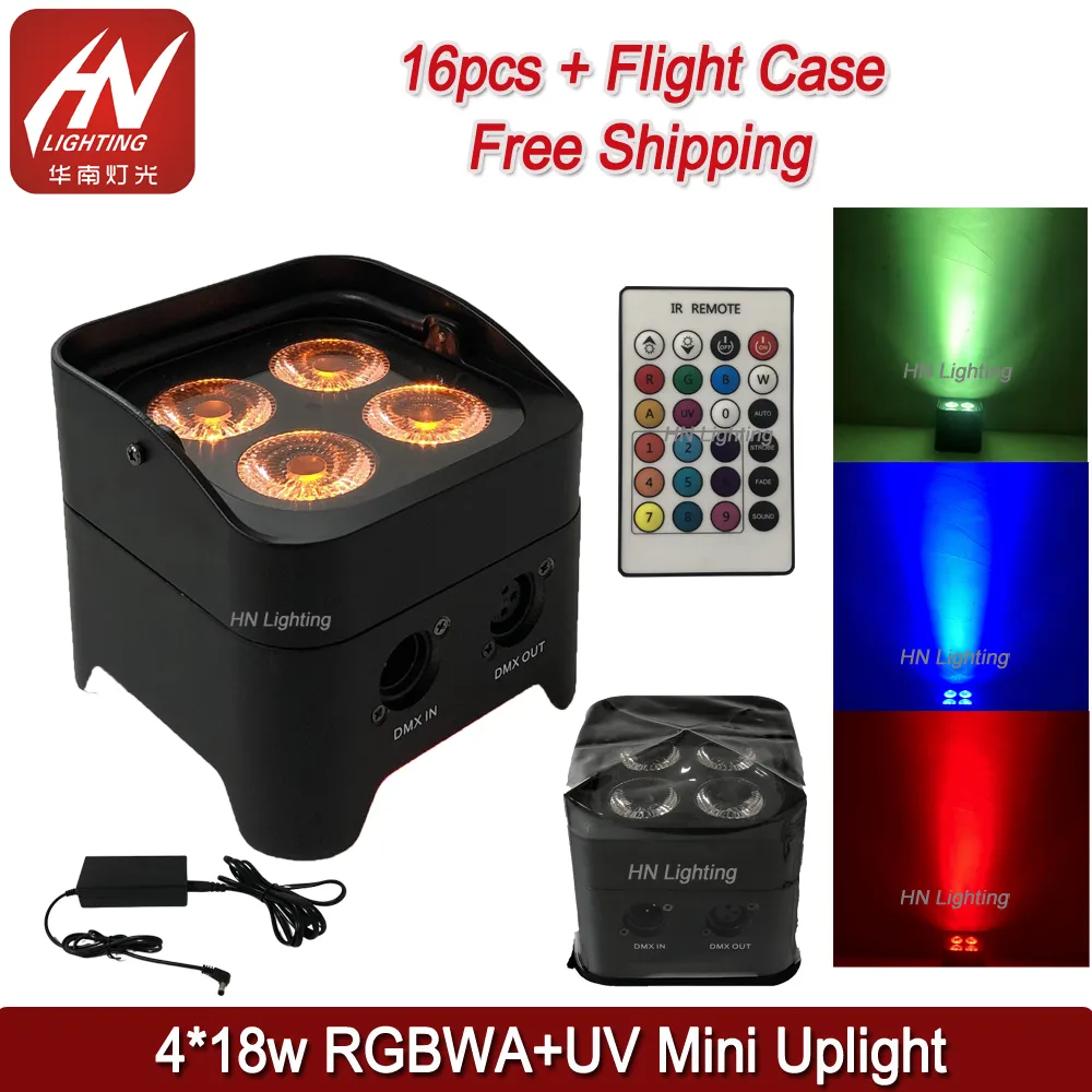 16 шт. 4x18W RGBWA UV DJ PAR CAN Light Свадьба Akku uplighting Аккумуляторная батарея Управляемый Mini LED Uplight с помощью полета