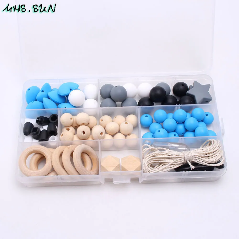 KT013 (2),$18.6. Blue&Black&Grey Silicone beads Set Baby Teether Jewelry Accessory BPA Free Star Silicone Beads DIY Toy Nursing Necklace