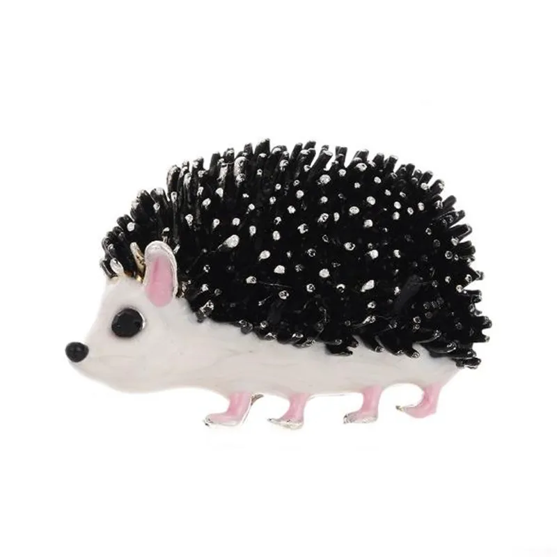 Svart Emalj Hedgehog Brosches Porcupine Pin Kids Coat Bag Badges Mode Smycken Söt djur Brosch Unisex Broches