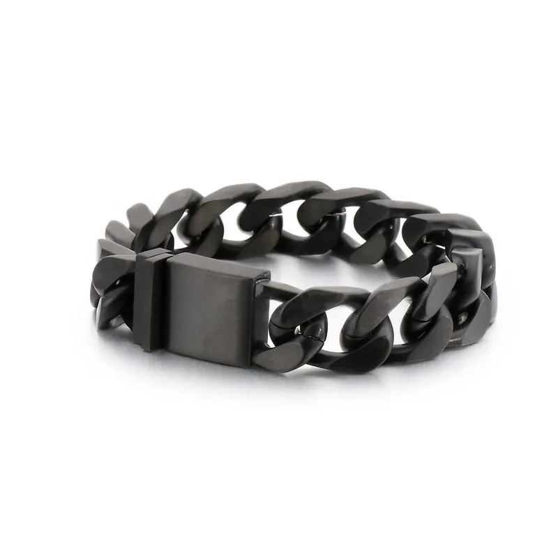 KB128456-KFC Migliori regali per uomo ragazzo acciaio inossidabile colata nera bracciale cubano catena a maglie cordolo braccialetto 13mm 8 pollici 68g gioielli