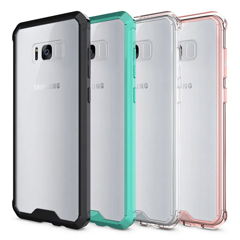 För Samsung S8 Plus Case Transparent Clear Soft TPU Hard PC Back Cover Telefon Väska till Samsung Galaxy Note 8