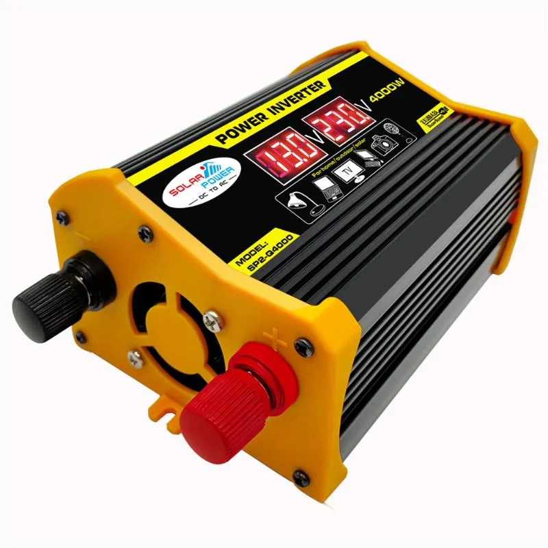 Démarreur de saut de voiturePower Inverter 4000W Adaptateur de convertisseur solaire double USB Affichage LED 12V à 220V 110V Transformateur de tension Modi2664