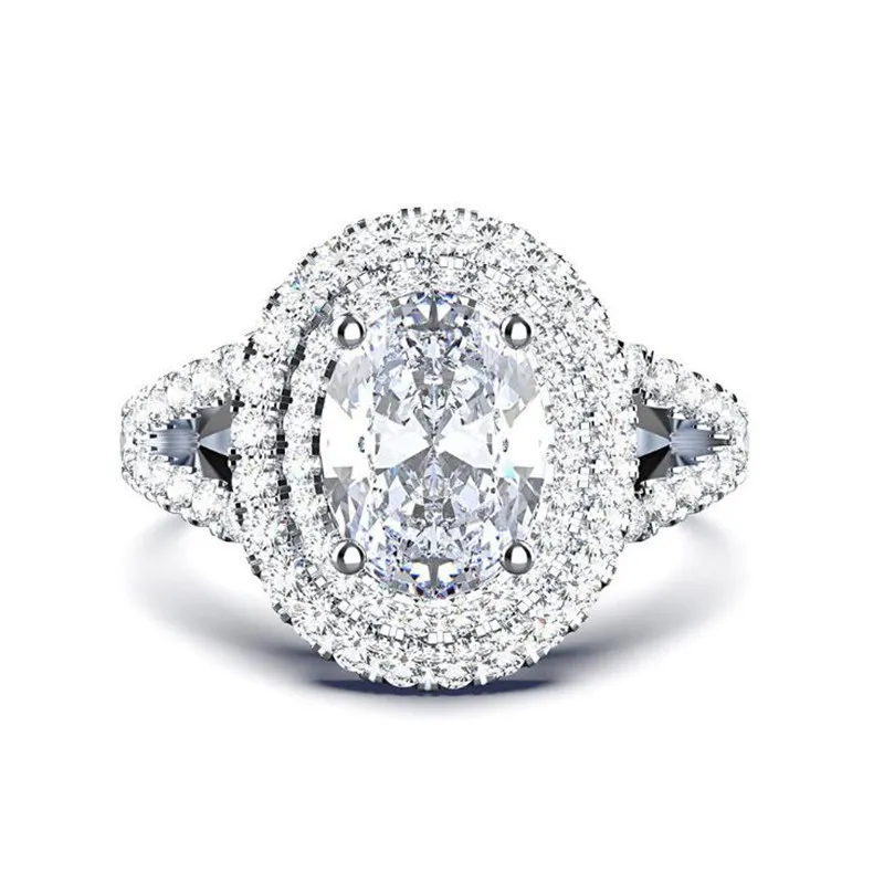6 стилей потрясающие роскошные ювелирные изделия 925 стерлингового серебра стерлингового серебра овальный снимок Sapphire Pave CZ Diamond Eternity Party женщин свадебное обручальное кольцо кольцо подарок