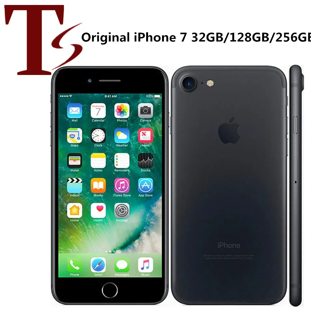 Remodelado Apple Original iPhone 7 4.7 polegadas Impressão digital iOS A10 Quad Núcleo 2GB RAM 32/128 / 256GB ROM Desbloqueado 4G LTE Telefone
