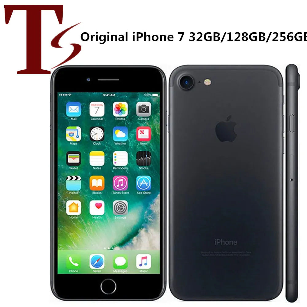 تم تجديد Apple Apple iPhone 7 4.7 بوصة بصمة ios A10 رباعية النواة 2GB RAM 32/128 / 256GB ROM مقفلة 4G LTE الهاتف