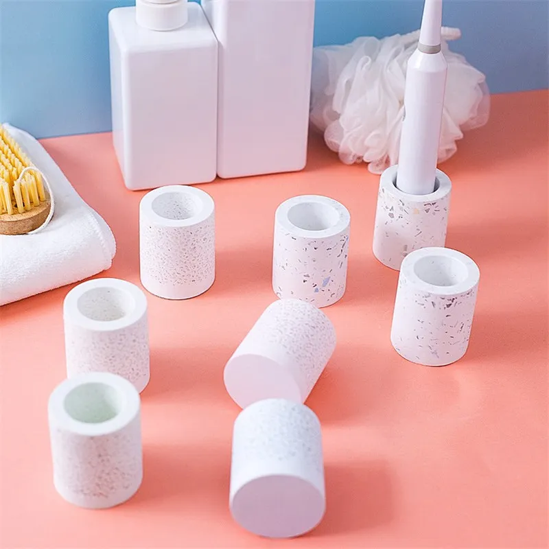 Johamoo 2-in-1 Diatomite Toothbrush Holder – 5 Slots, Removable Metal Frame, Quick-Dry Stone Base - View #2