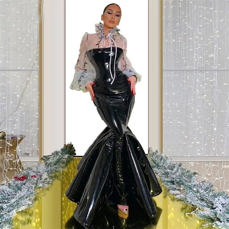 Ball Gown Evening Black Dress Plus Size Sparkle Dress Wedding Party  Birthday Floor Length Long Sleeve V Neck Pocket Satin with Sequin Pocket  2024 2024 - $164.99
