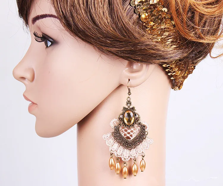 2020 Europese en Amerikaanse mode nieuwe beroemdheden nobele elegante oorbellen overdrijving antieke zwarte kant oorbellen groothandel