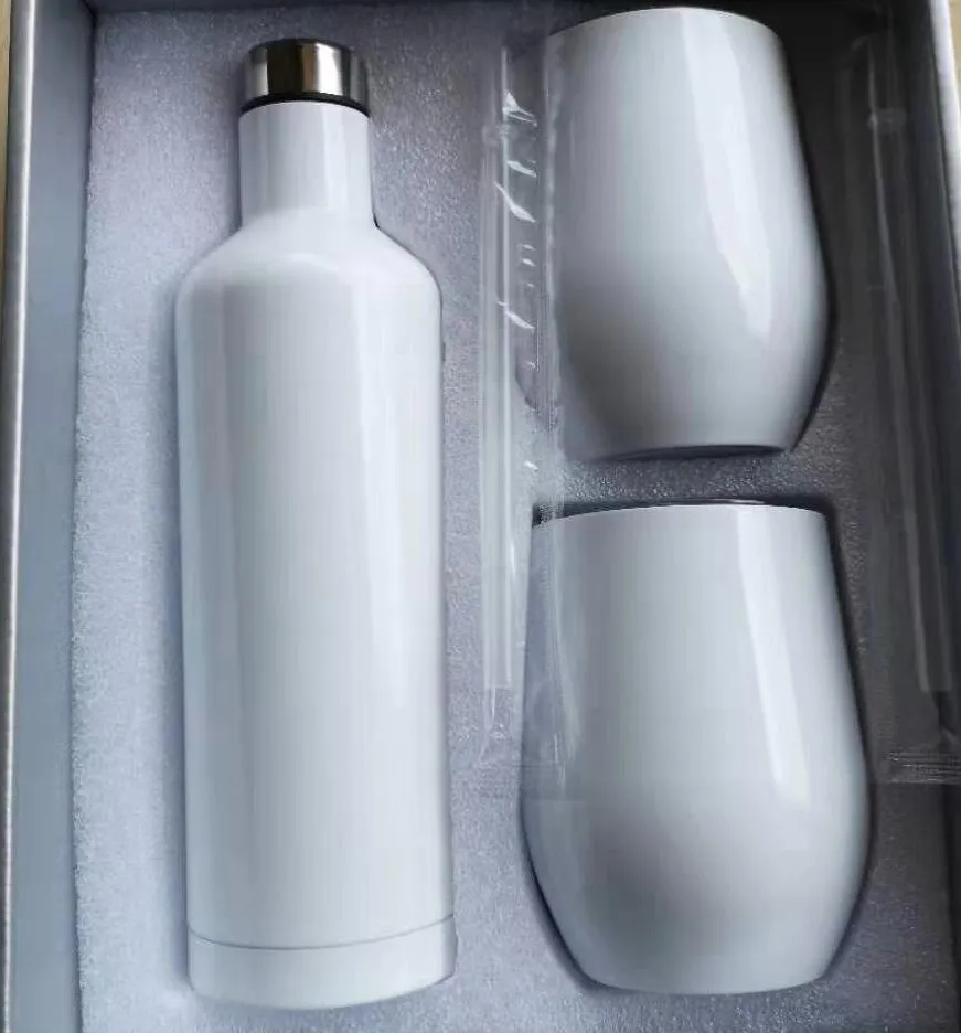 미국 지역 창고 500ml 승화 12oz 와인 유리 텀블러 레드 와인 병 스테인리스 스틸 텀블러 흰색 선물 상자 10sets/케이스