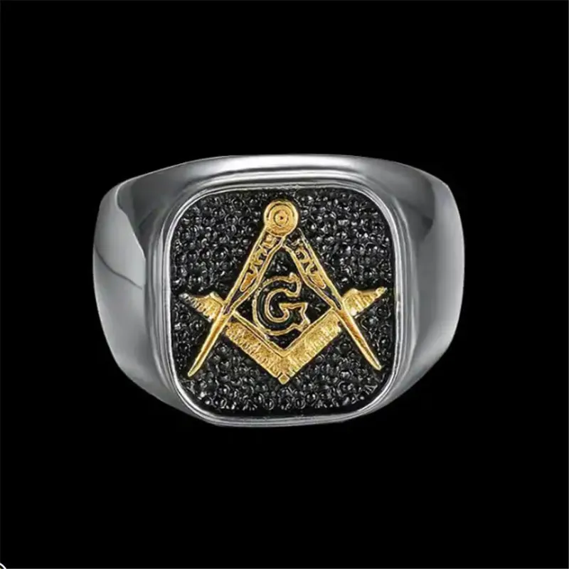 1pc in tutto il mondo Golden Mason anello in acciaio inossidabile 316L fascia gioielli di moda per feste Cool Man Ring306O