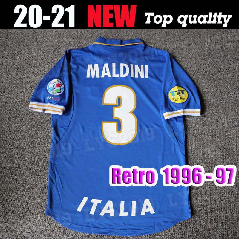 1996 1997 Italia Maglia da calcio retrò 96 97 Maglia da calcio MALDINI Maglia vintage R. BAGGIO TOTTI PIRLO DEL PIERO Maglia classica da piede