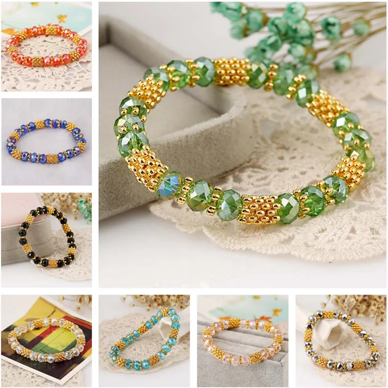 DHL Eppacket Fashion Crystal Bracelet DIY Beaded Elegant Kvinnors Armband Smycken Djfb527 Beaded Strands Smycken Armband