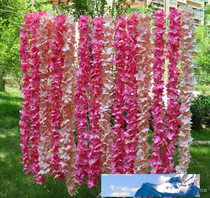 80 "(2 mètres) Long Artificielle Fleur De Soie Hortensia Wisteria Guirlande Pour Jardin Maison De Mariage Décoration Fournitures 8 Couleurs Disponibles HW011