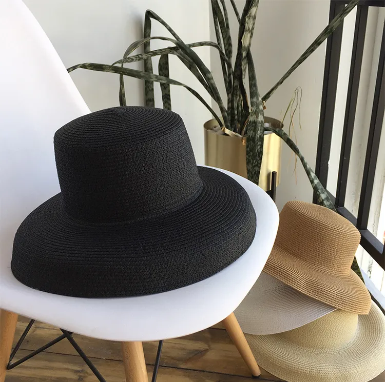 Audrey Hepburn Stil Vintage Strohhut Mit Breiter Krempe Für Damen_voghion.com
