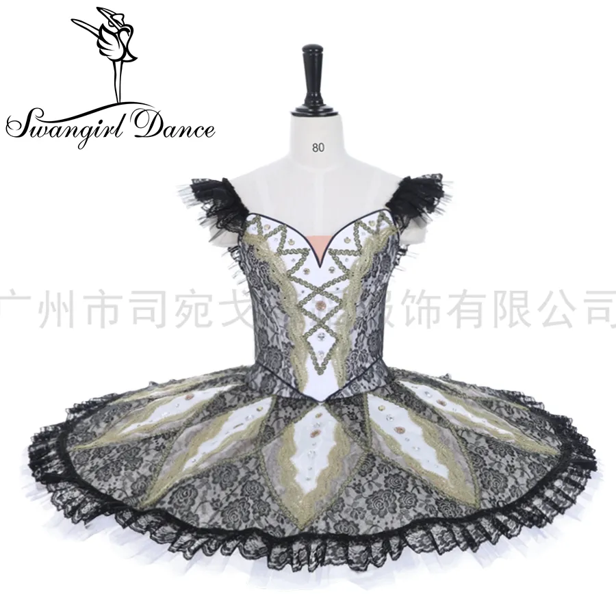 Svart Swan Lake Plain Competition Tutu Kostymer Kvinnor Vuxen 2piece Professionell Prestanda Ballett Tutu Dress BT2060