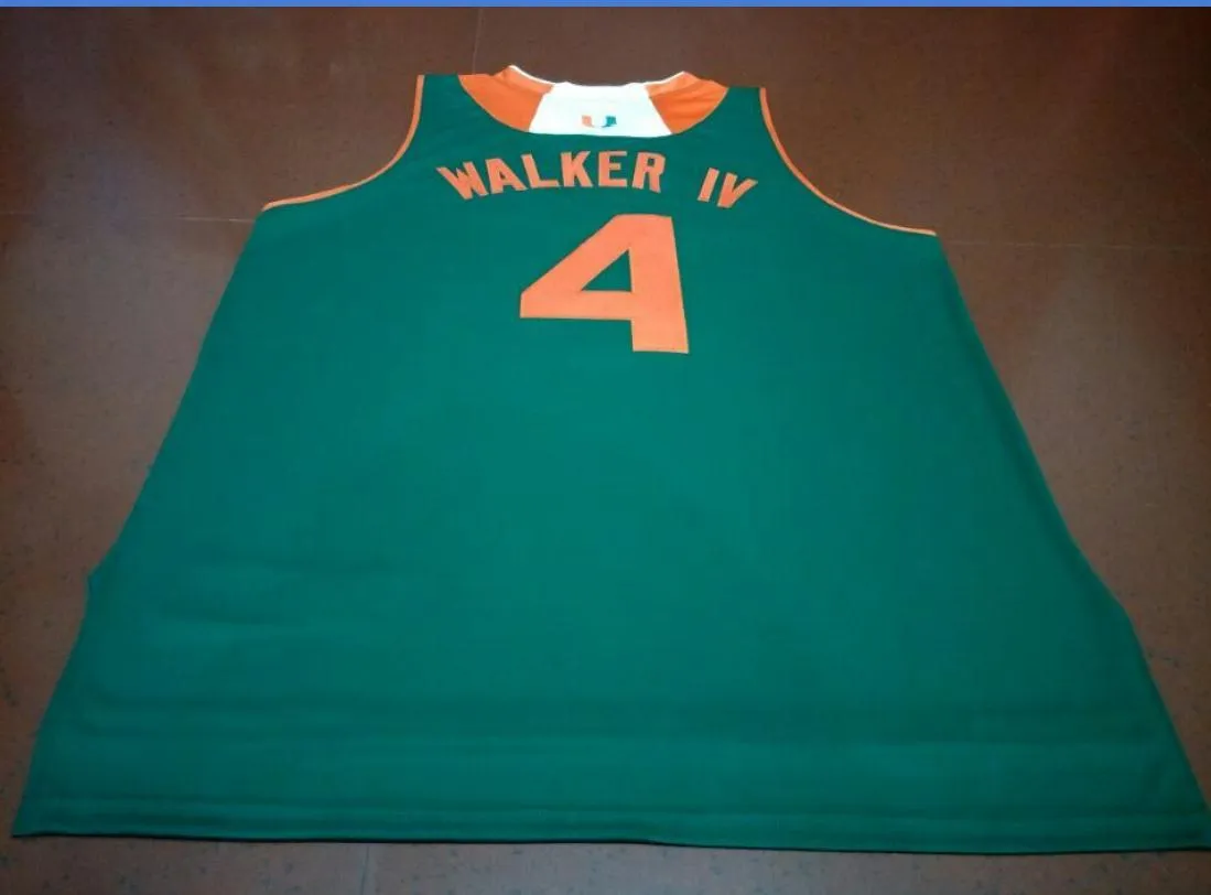 Пользовательские Мужчины Молодежные женщины # 4 Лонни WALKER IV трости miamii College Basketball Джерси размер S-6XL или настраиваемое любое имя или номер джерси