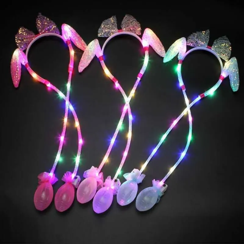 Rabbit Head Hoop Lovely Hair Band Uma pitada de airbag vai mover um brinquedo led de rave led de led de ouvidos de rede de cabelo de caráter