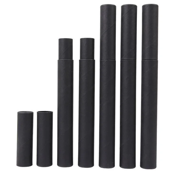 Black Kraft Paper Incense Tube Incense Barrel Small Storage Box for pencil Joss Stick Convenient Carrying 20.7x2.1cm SN3131
