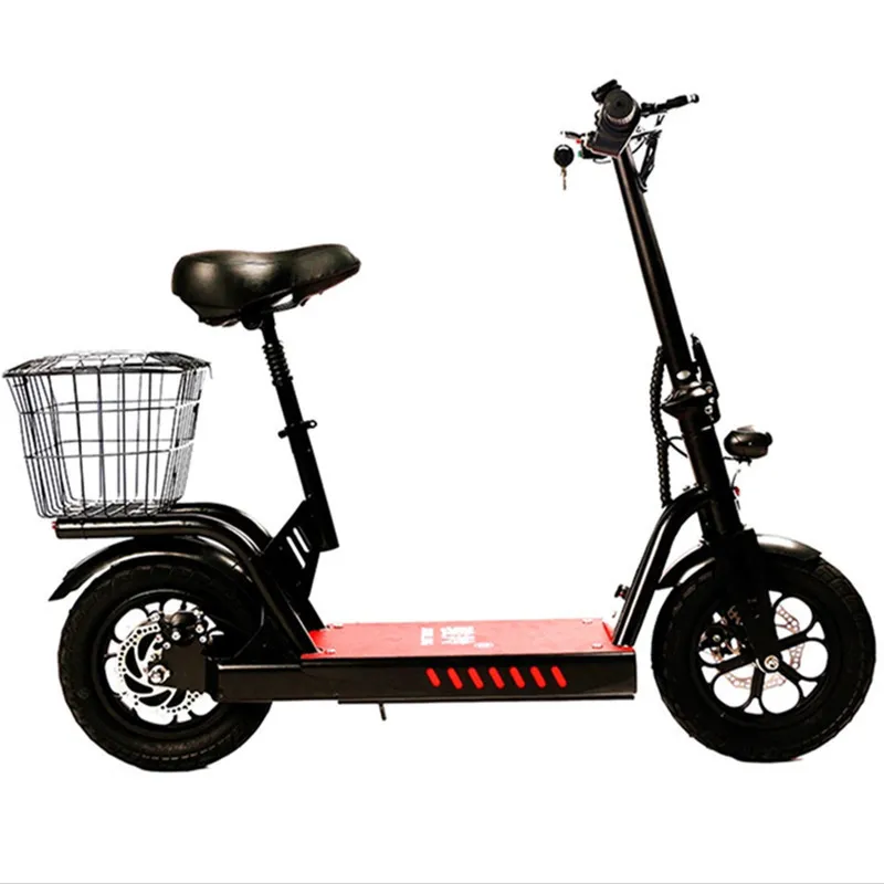 Electric Bikes Adults With Seat Basket Two Wheels Electric E Bike Foldable Electric Scooter 400W