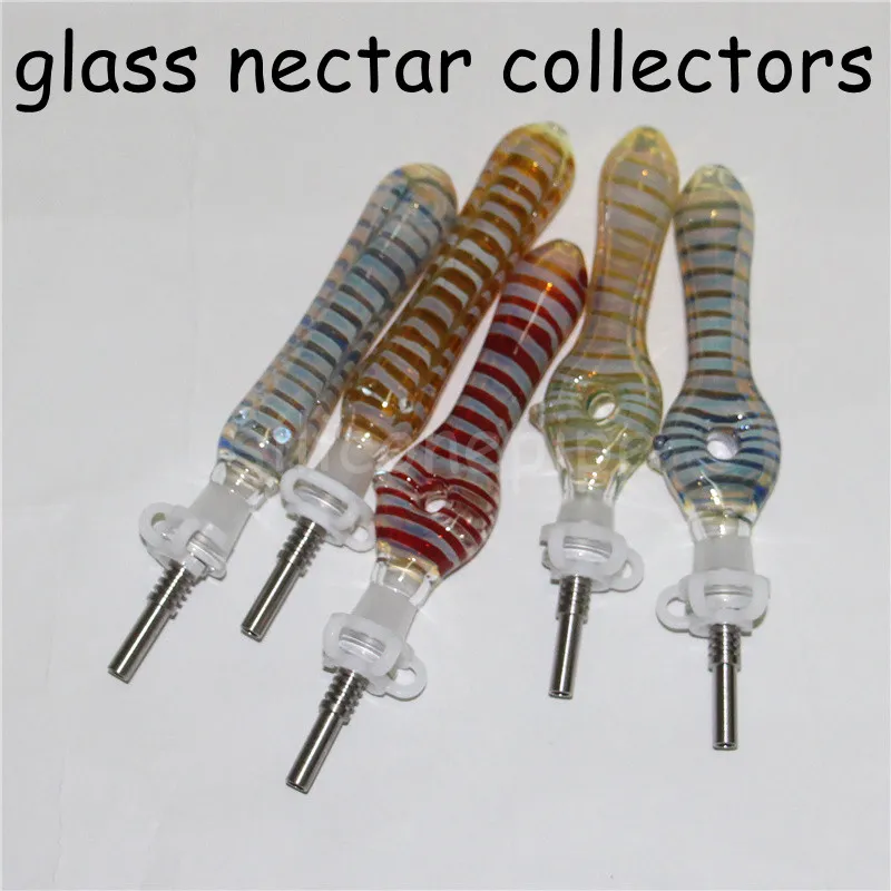 1pc mini verre nectar kit dab tuyaux de paille narguilés conduite d'eau bong fumer titane/quarts conseils plates-formes pétrolières