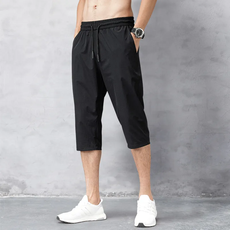 Short long homme short d'été culotte 2020 mince Nylon 3/4 longueur pantalon homme Bermuda planche séchage rapide plage noir