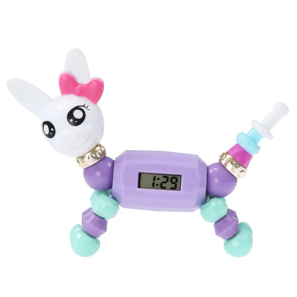 Moda casual elfos animales DIY pulsera con cuentas dibujos animados variedad mágica juego mental pantalla Digital reloj electrónico para niños