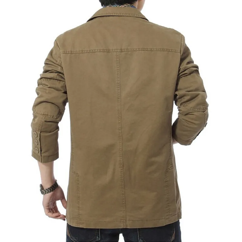 Blazer men Casual Blazers Cotton Denim Parka Men's slim fit Jackets Army Green Khaki Large Size M-XXXL 4XL outdoors outwear c238G