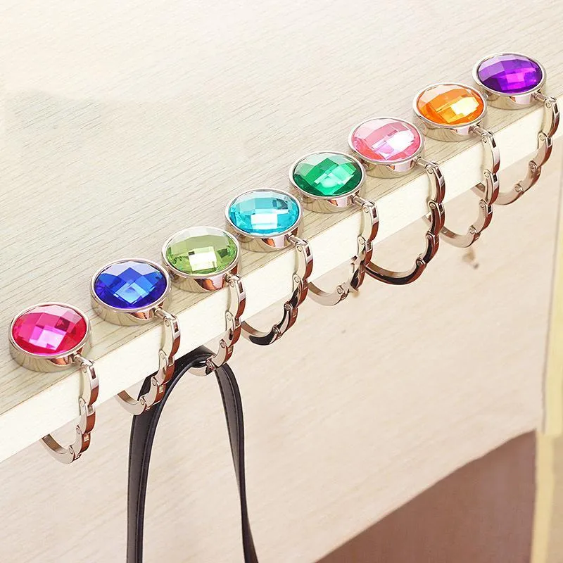 Metal Foldable Bag Purse Hooks Handbag Hanger Handbag Holder Shell Folding colorful Table hanging Hook